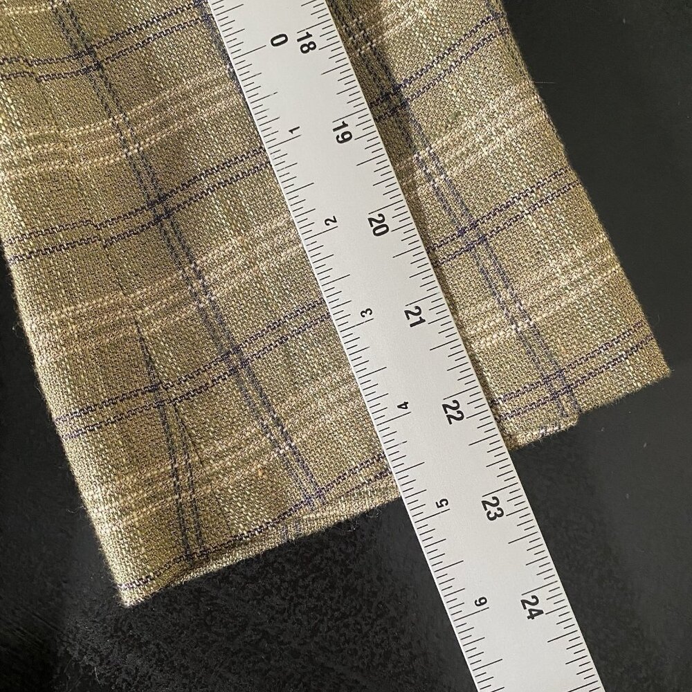 Vintage Liz Claiborne Blazer Women 12 Petite Linen Blend Plaid Academia Heritage - Picture 13 of 15